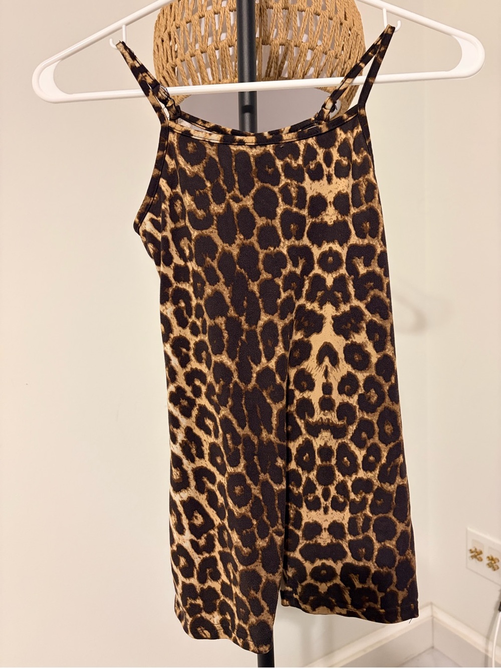 SHEIN Leopard-Print Romper Dress in Brown & Black